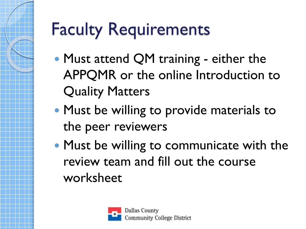 faculty requirements