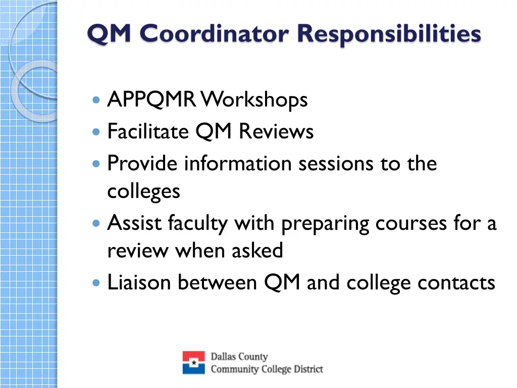 qm coordinator responsibilities