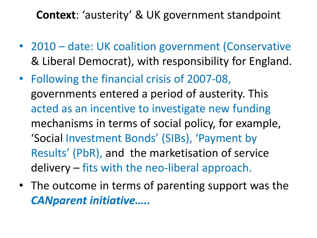 context austerity uk government standpoint