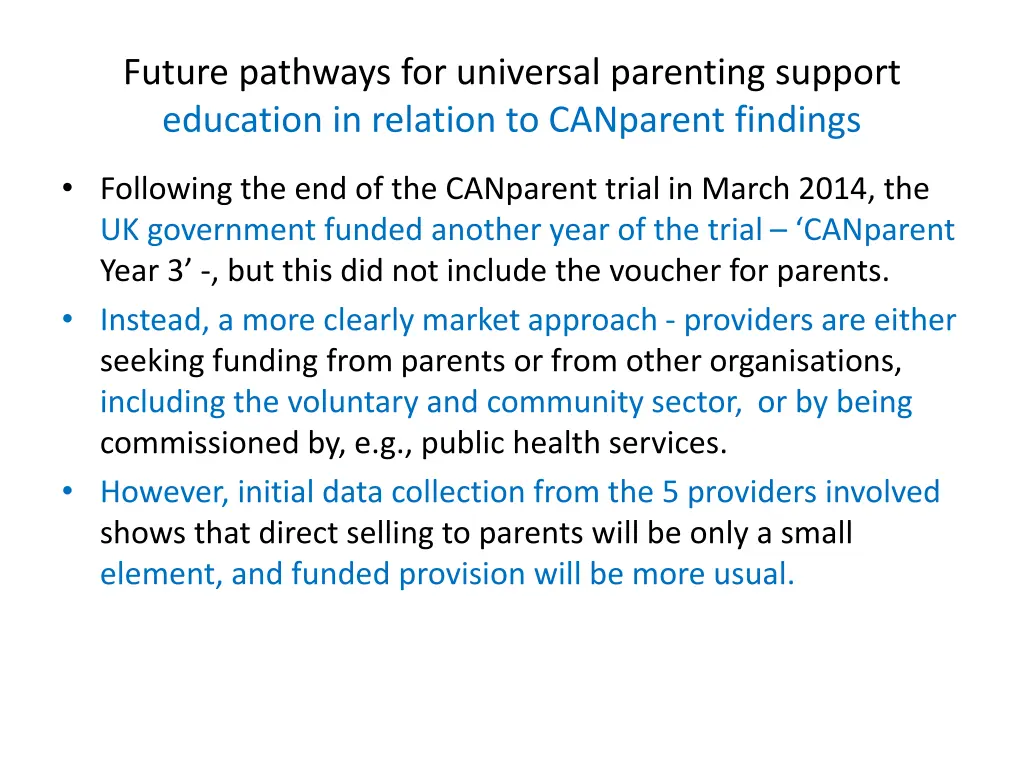 future pathways for universal parenting support