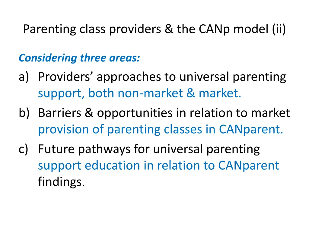 parenting class providers the canp model ii