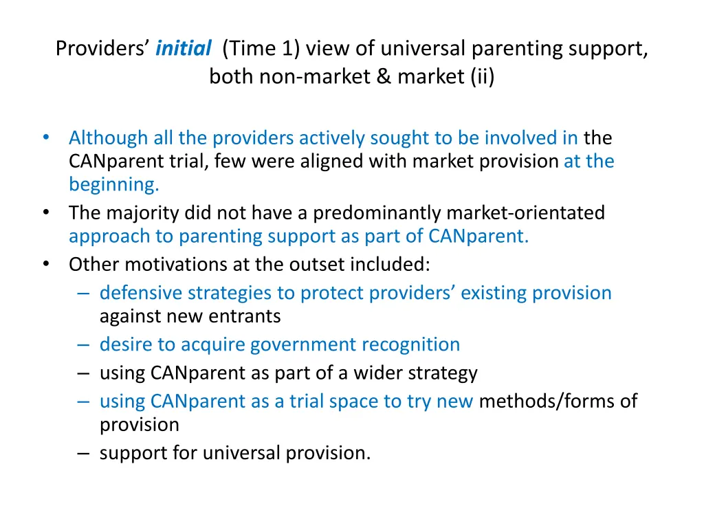 providers initial time 1 view of universal 1