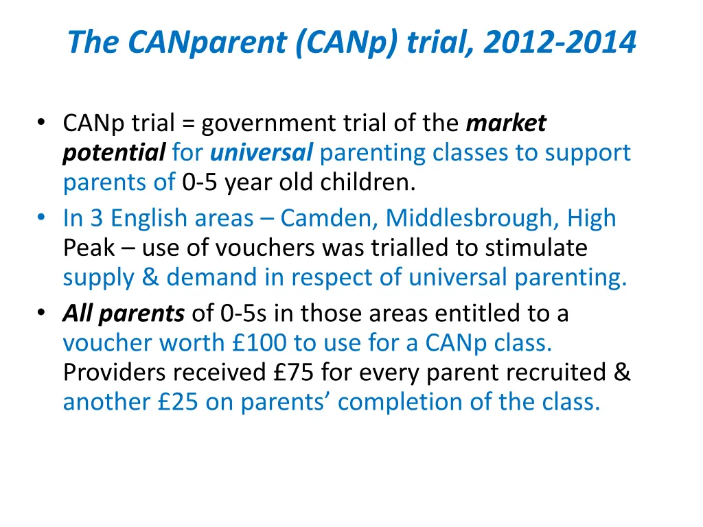 the canparent canp trial 2012 2014