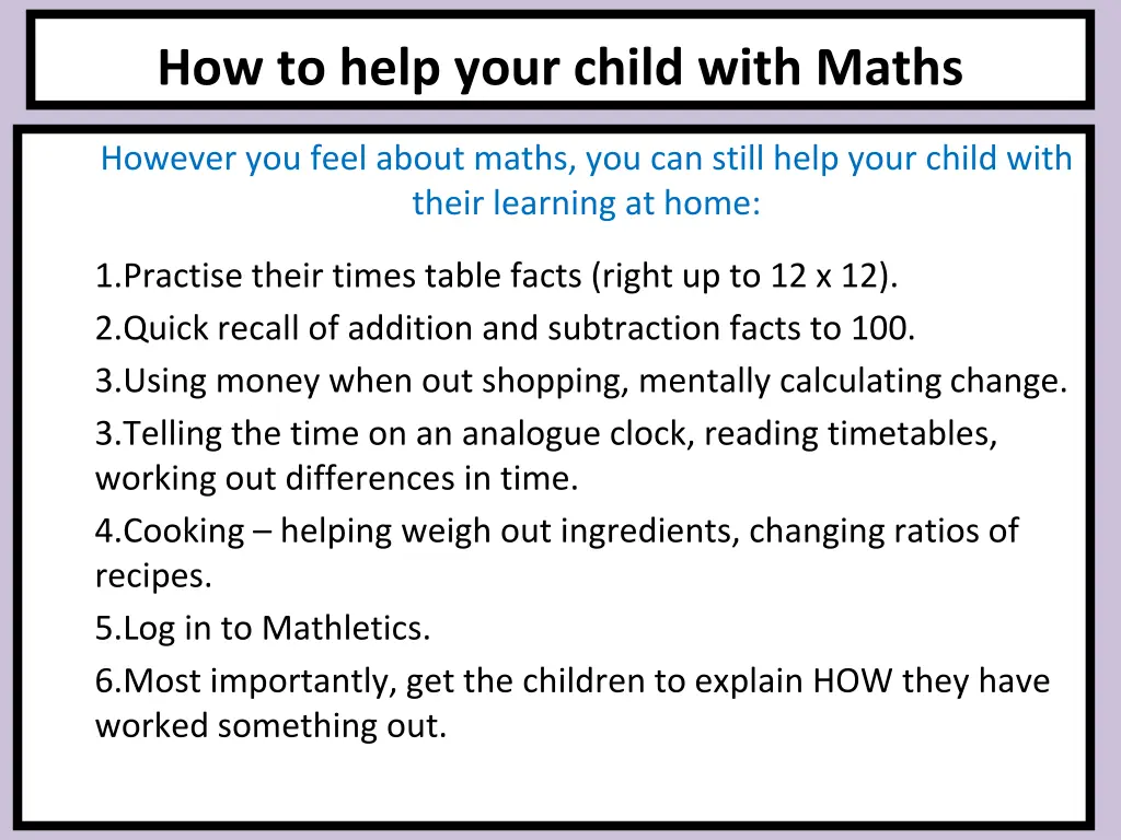 how to help your child with maths