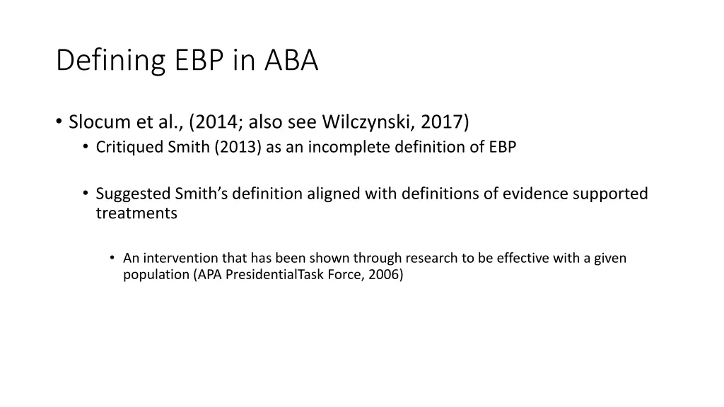 defining ebp in aba 1