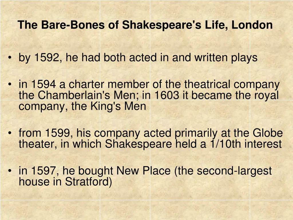 the bare bones of shakespeare s life london