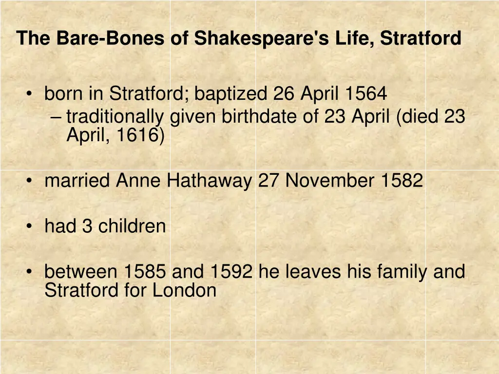 the bare bones of shakespeare s life stratford