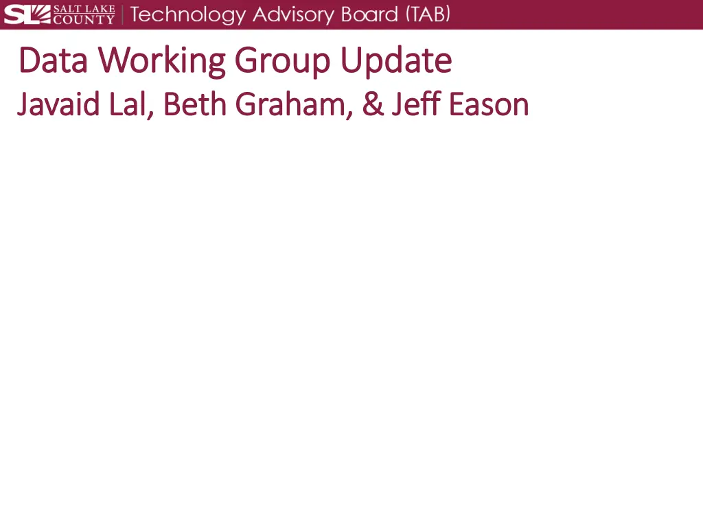 data working group update data working group