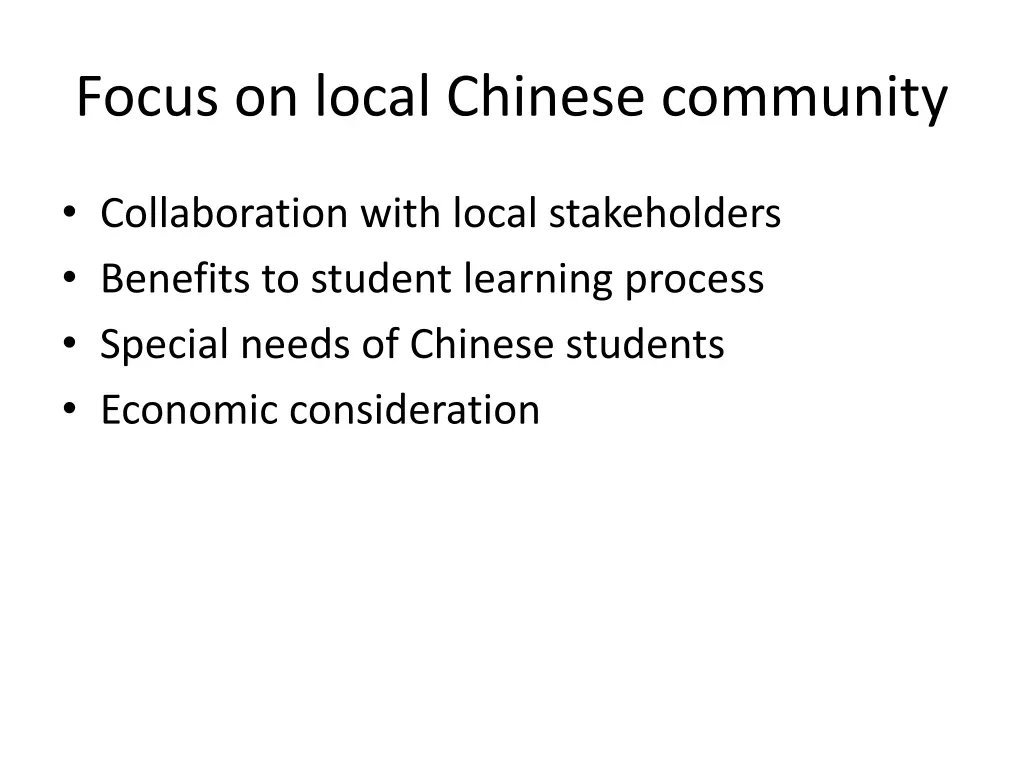 focus on local chinese community