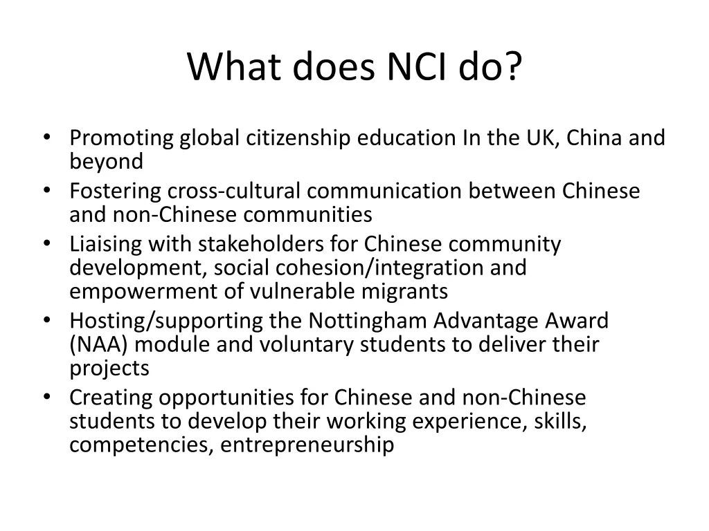 what does nci do