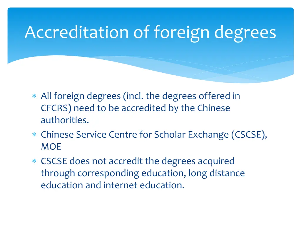 accreditation of foreign degrees