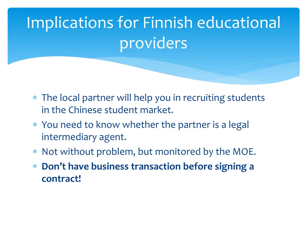 implications for finnish educational providers