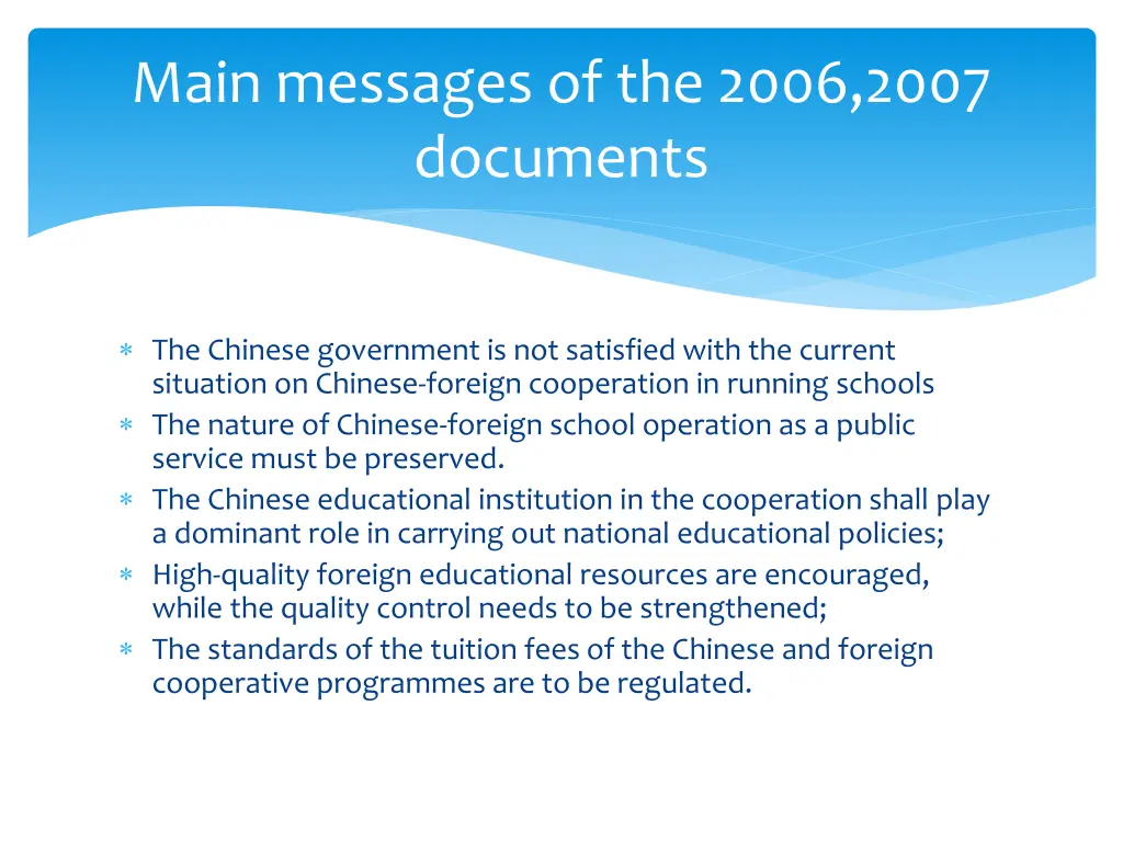 main messages of the 2006 2007 documents