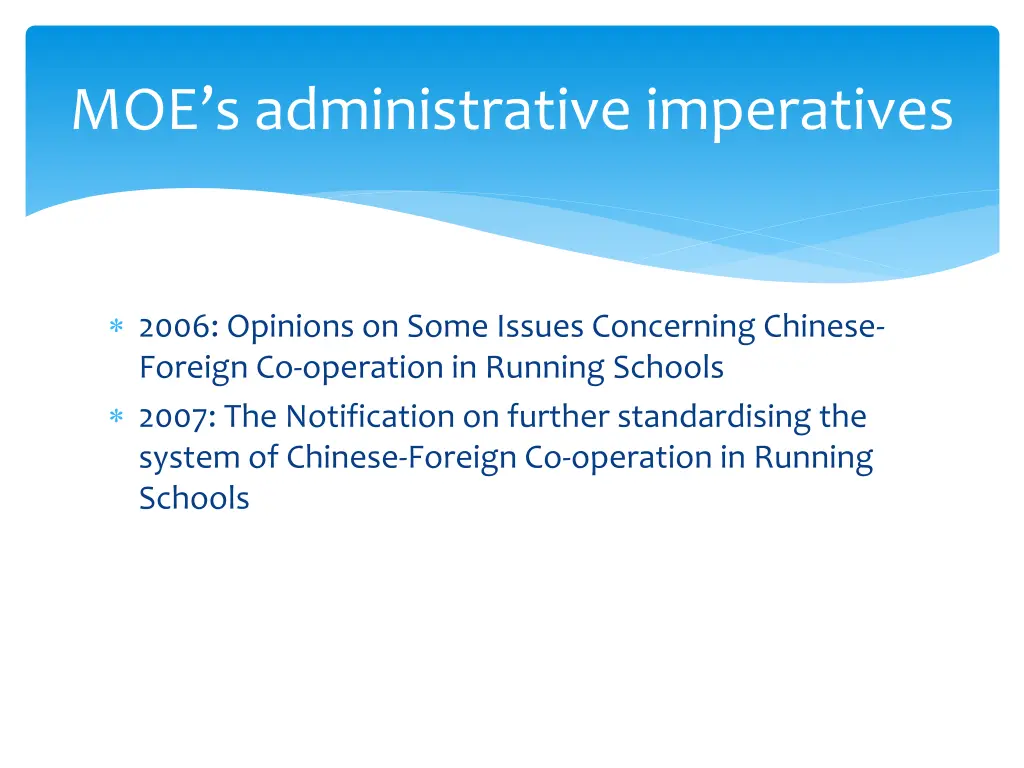 moe s administrative imperatives