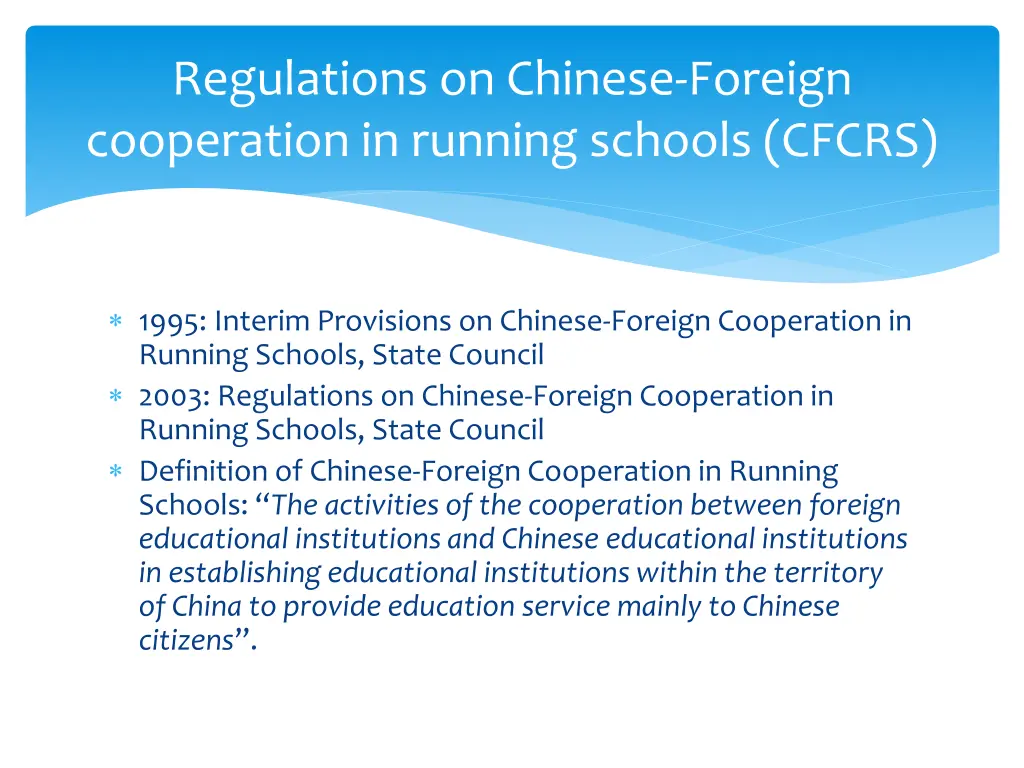 regulations on chinese foreign cooperation