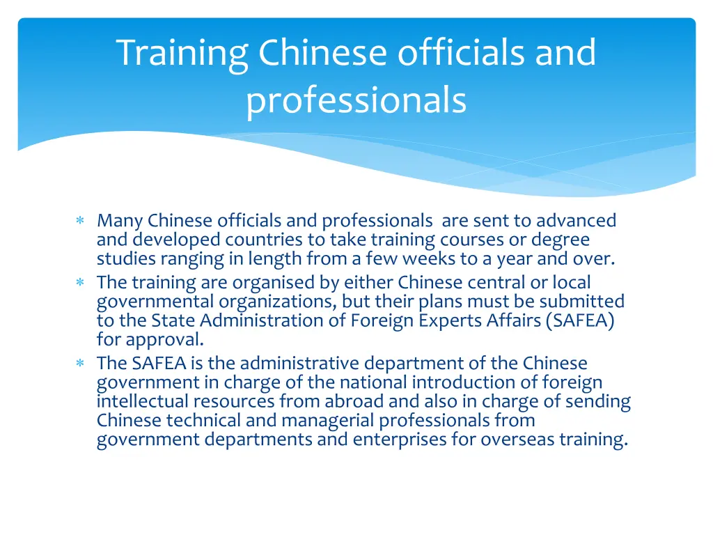 training chinese officials and professionals