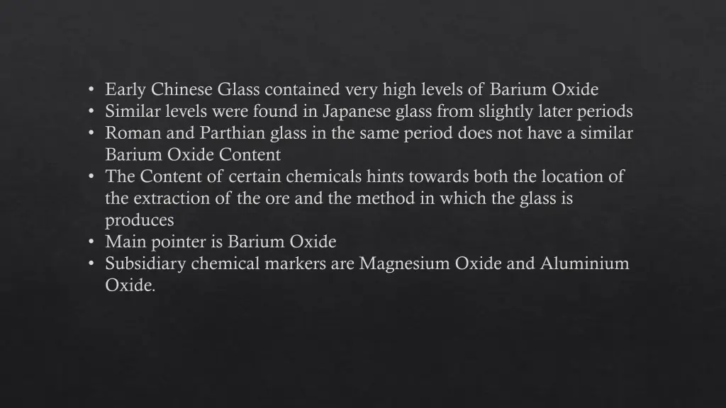 early chinese glass contained very high levels