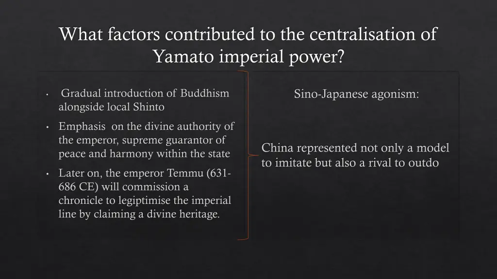 what factors contributed to the centralisation