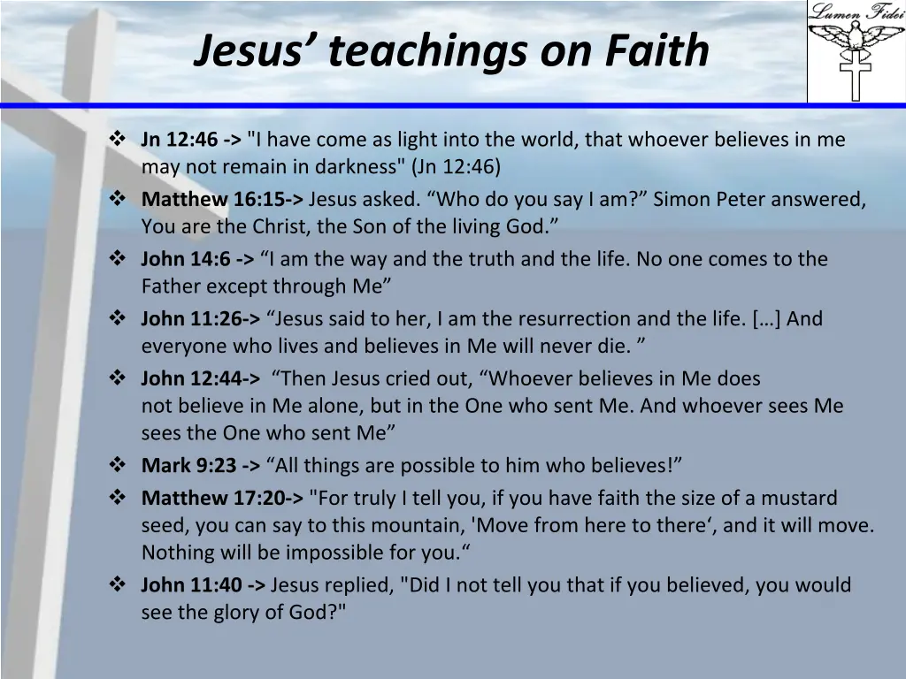 jesus teachings on faith