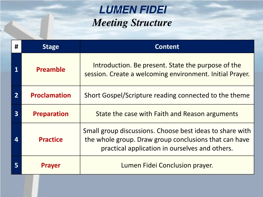 lumen fidei meeting structure