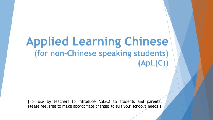 applied learning chinese for non chinese speaking