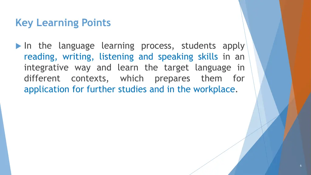 key learning points