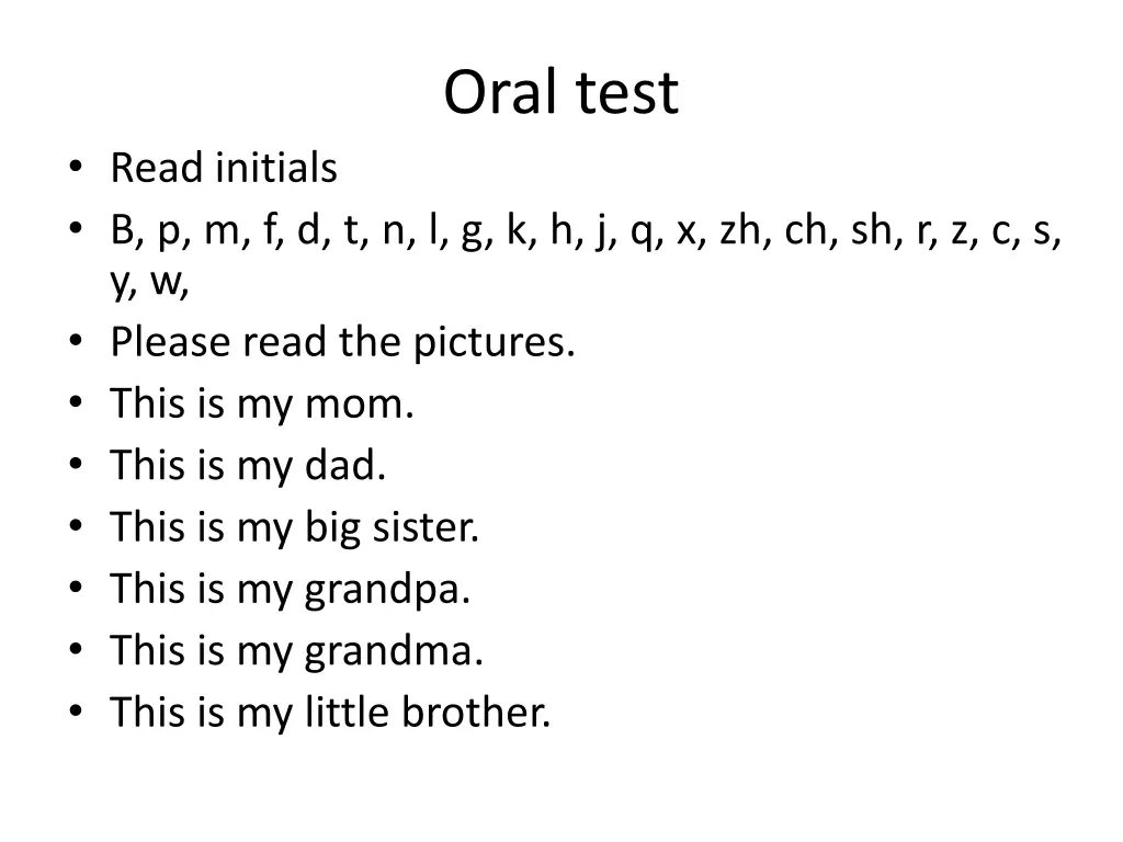 oral test