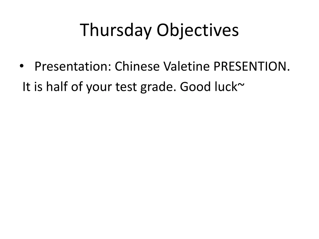 thursday objectives