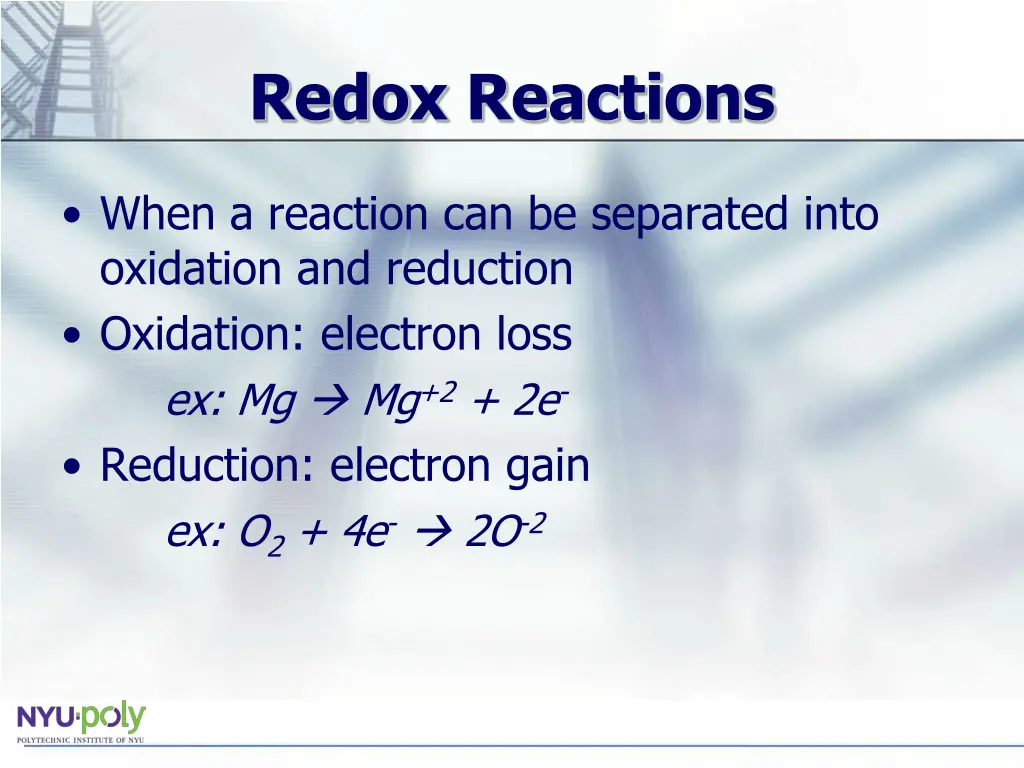 redox reactions