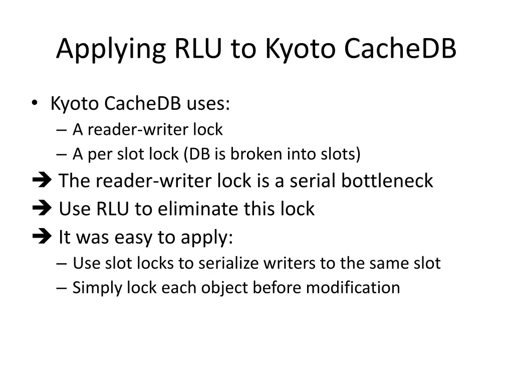 applying rlu to kyoto cachedb