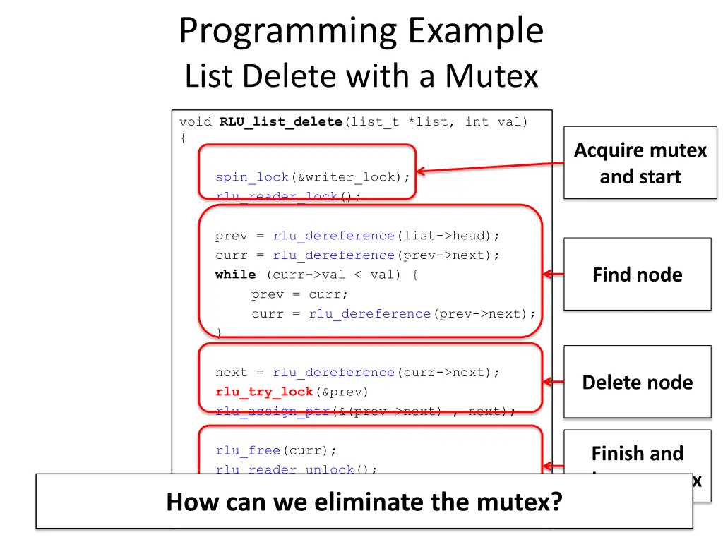 programming example list delete with a mutex