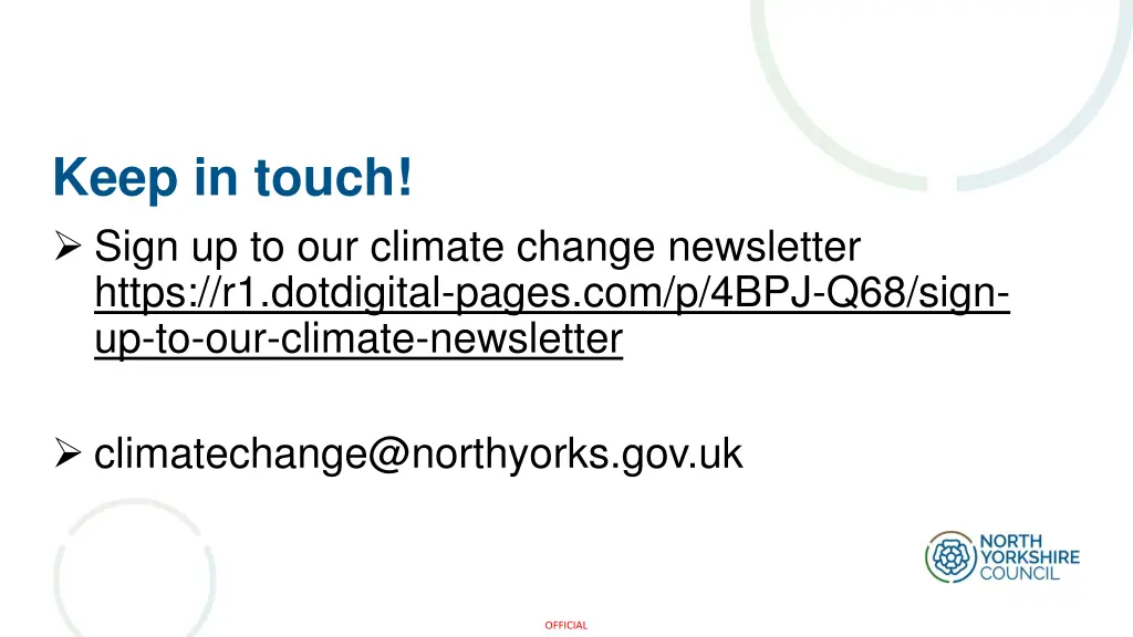 keep in touch sign up to our climate change