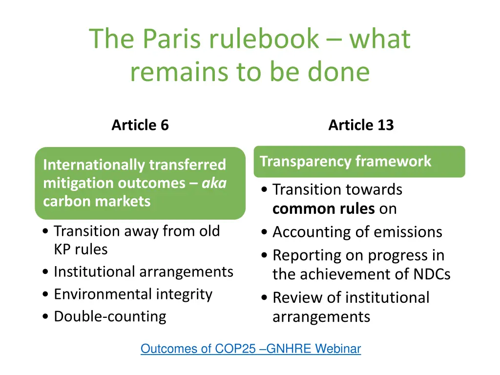 the paris rulebook what remains to be done