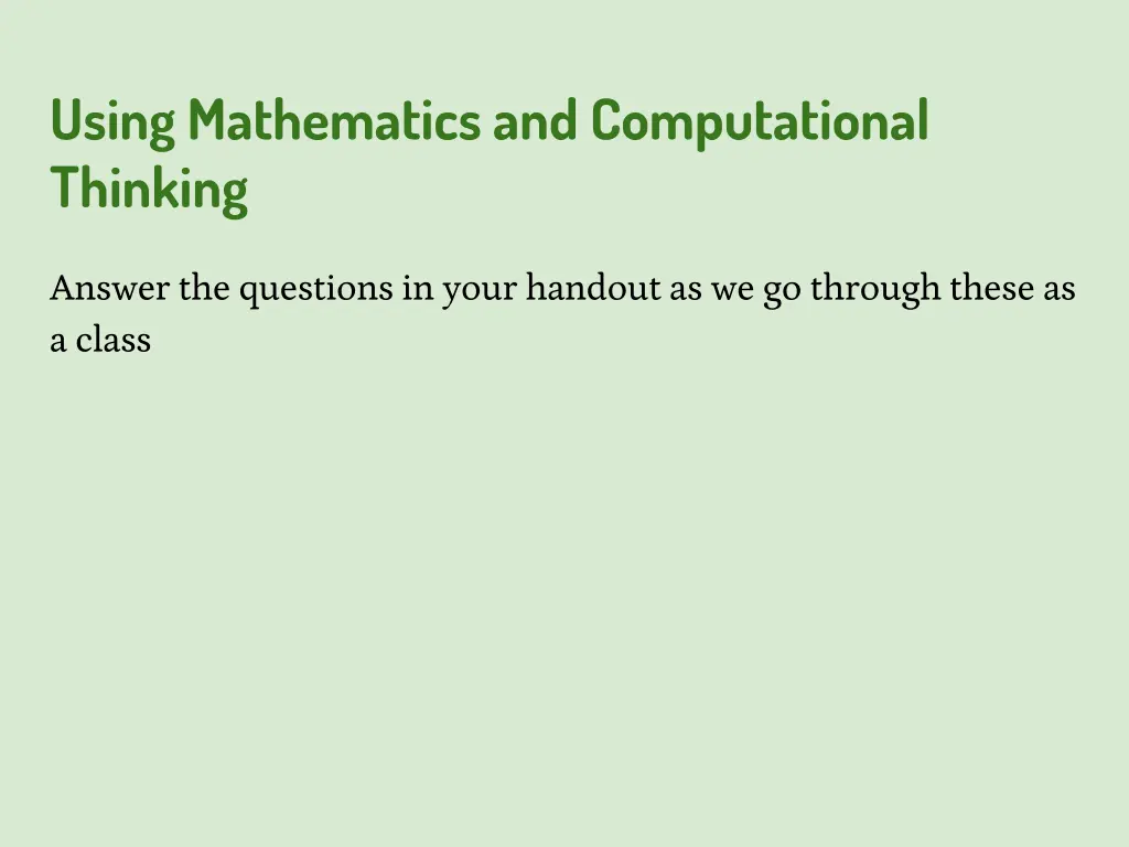 using mathematics and computational thinking