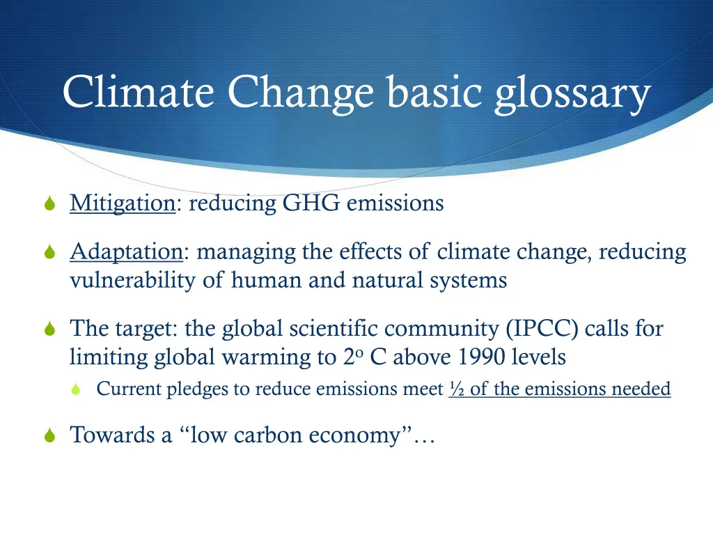 climate change basic glossary