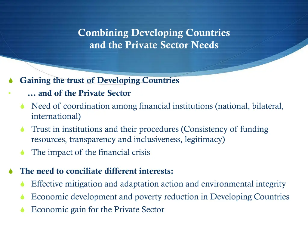 combining developing countries and the private