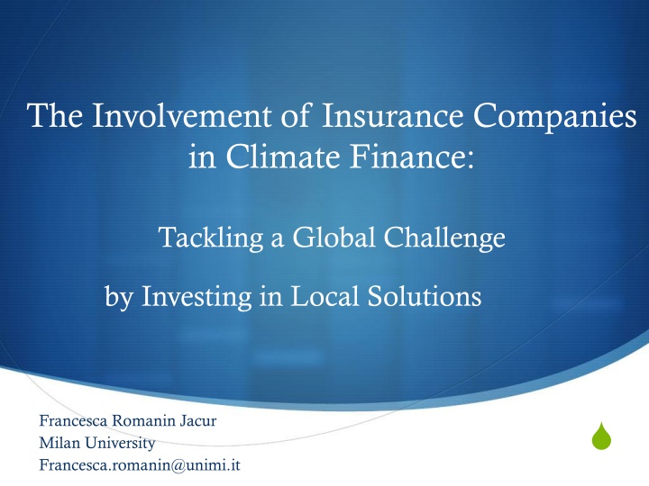 the involvement of insurance companies in climate