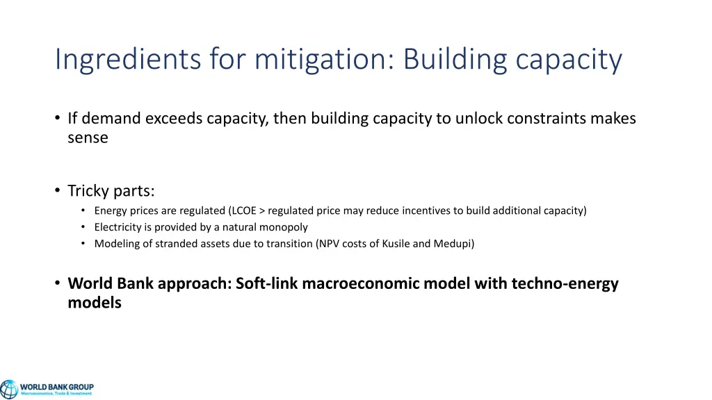 ingredients for mitigation building capacity