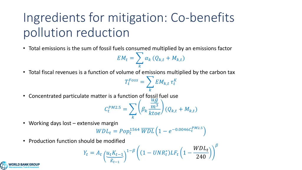 ingredients for mitigation co benefits pollution