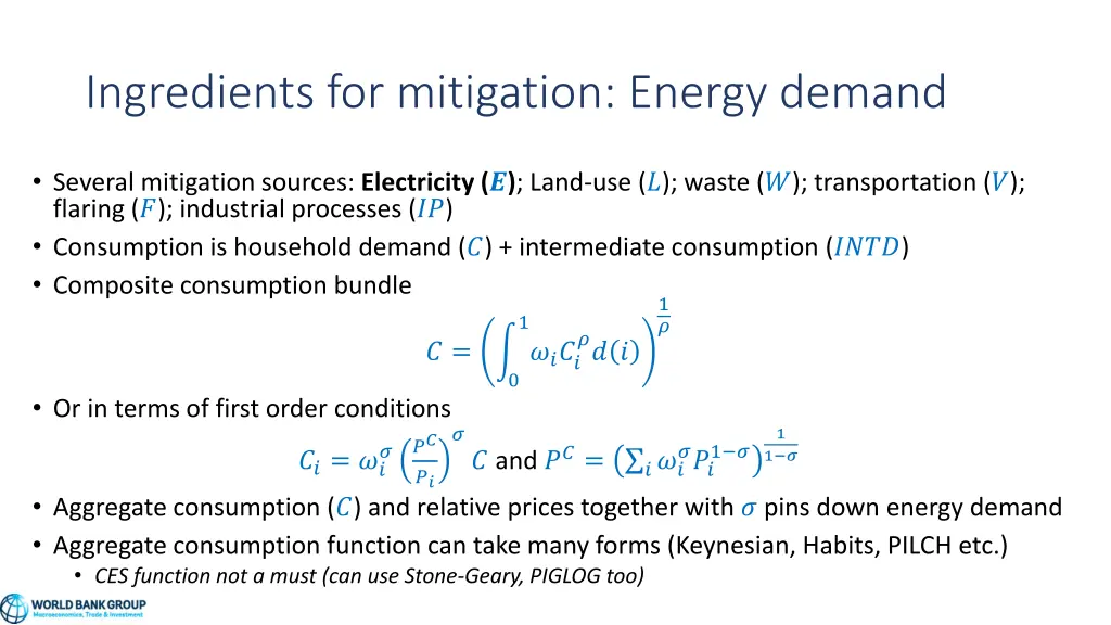 ingredients for mitigation energy demand