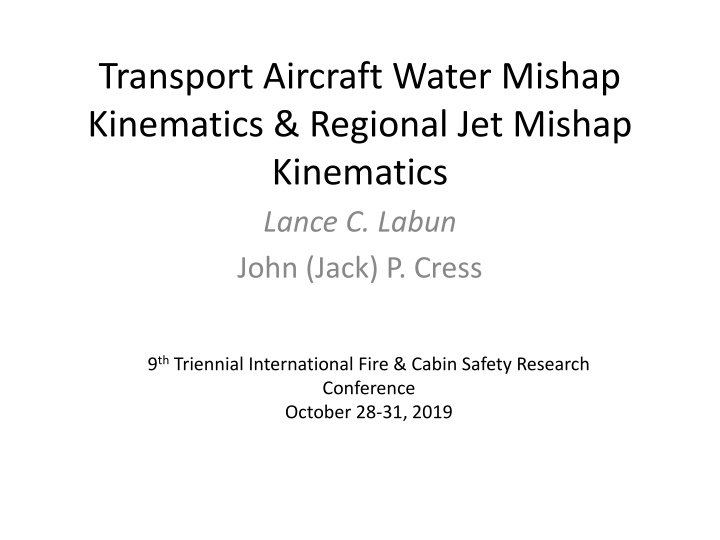 transport aircraft water mishap kinematics