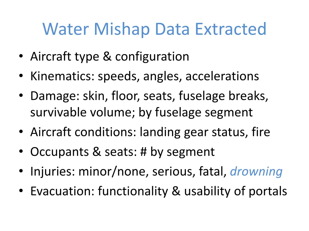 water mishap data extracted