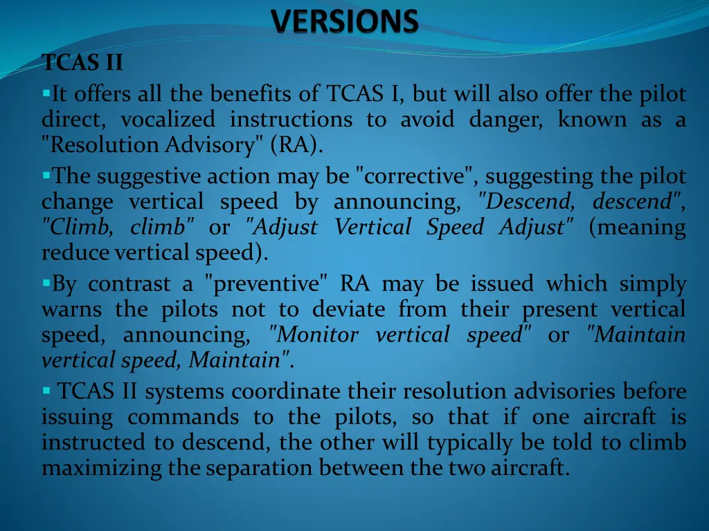 tcas ii it offers all the benefits of tcas