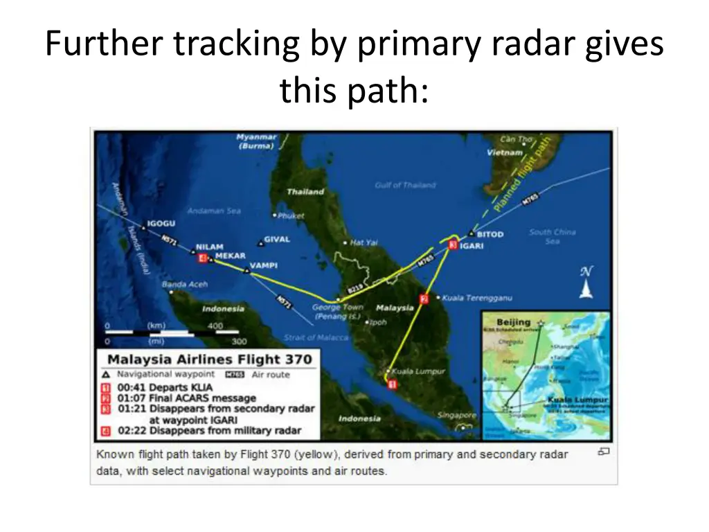 further tracking by primary radar gives this path