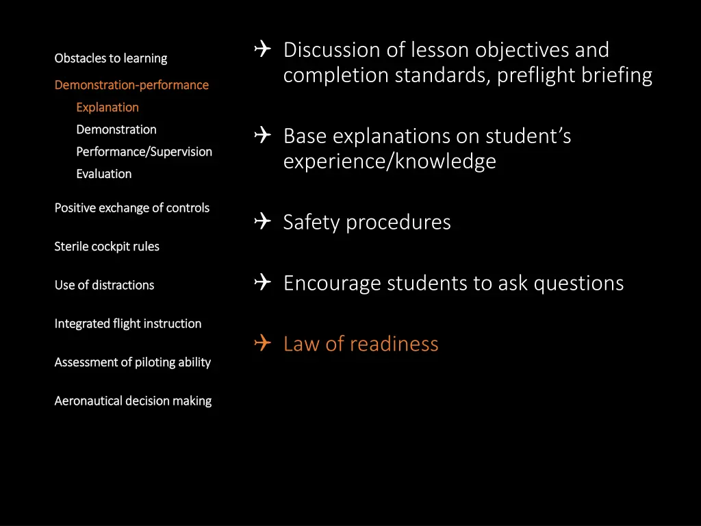 discussion of lesson objectives and completion