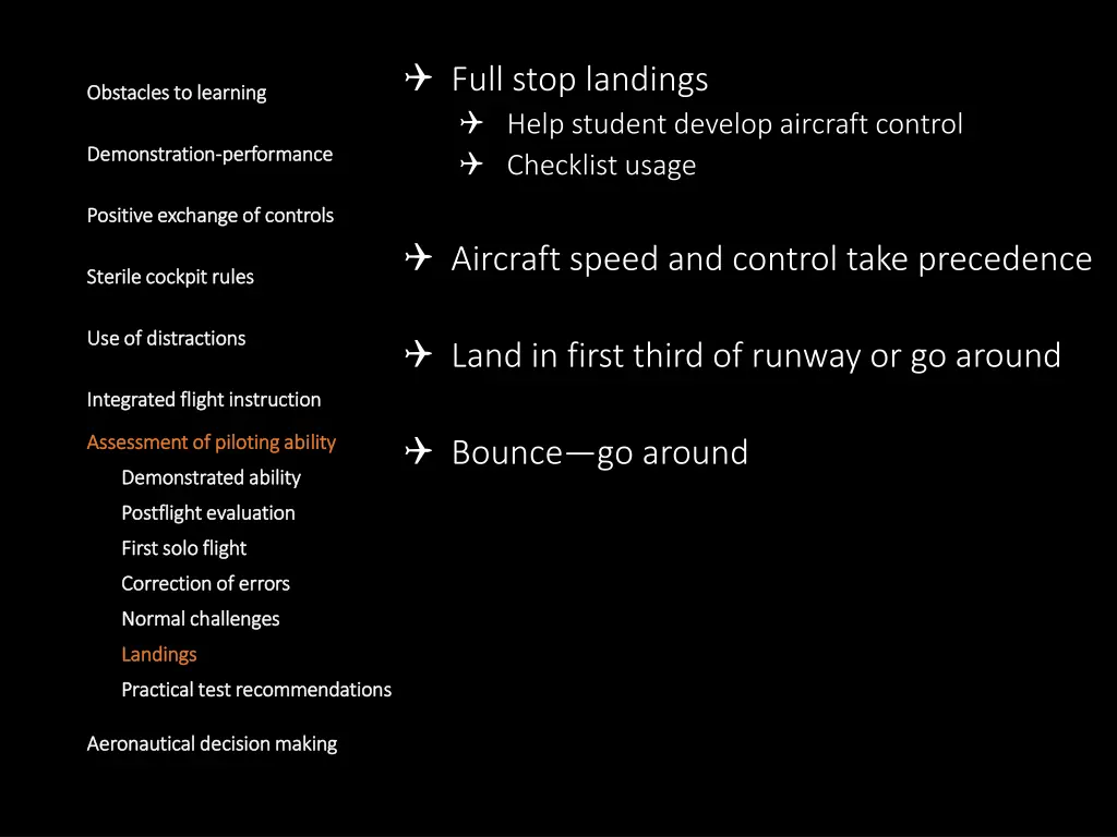 full stop landings help student develop aircraft