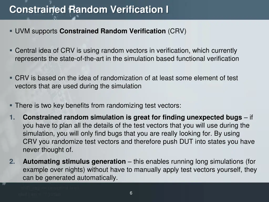 constrained random verification i