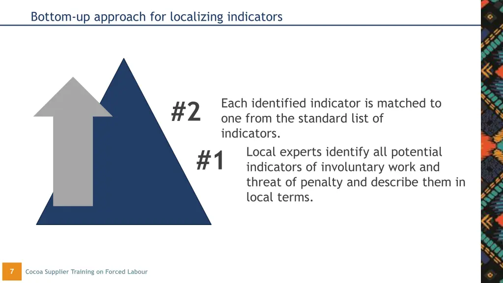 bottom up approach for localizing indicators