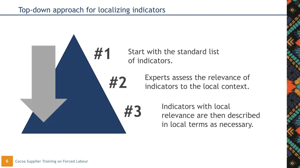 top down approach for localizing indicators