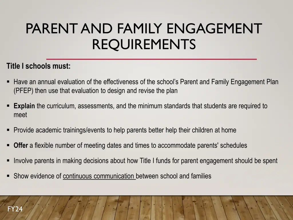 parent and family engagement requirements